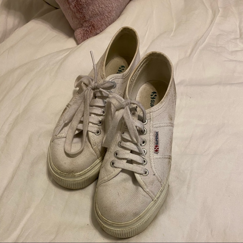 White platforms superga
